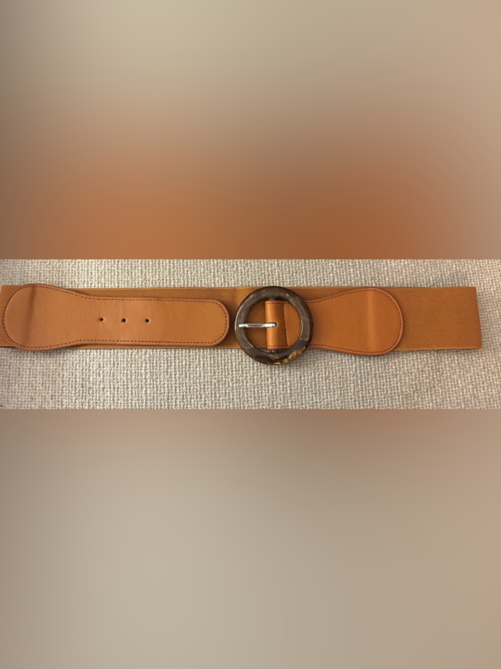 Kollie More Brown Stretch Belt with Tortoise Buckle